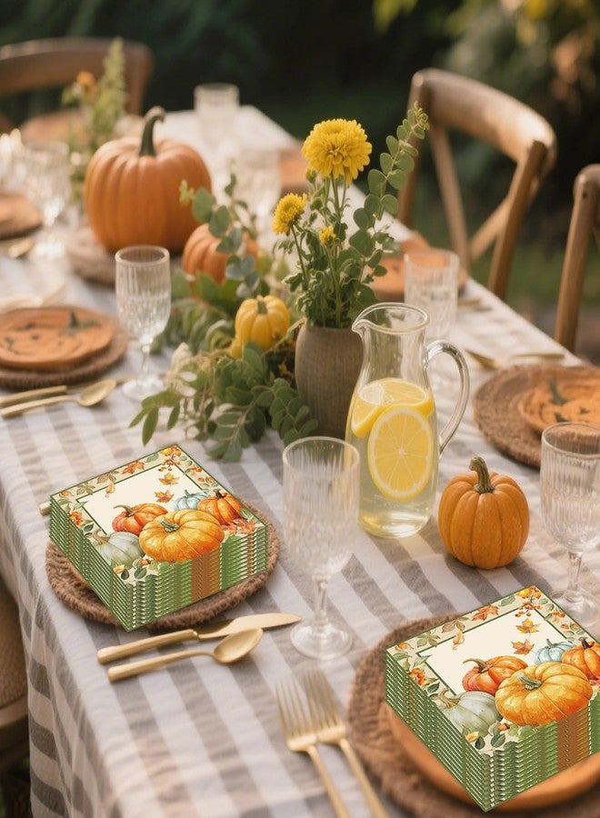 HiEnjoin 50PCS Fall Napkins, Pumpkin Thanksgiving Paper Napkins for Birthday Harvest Thanksgiving Party Decorations - Image 5